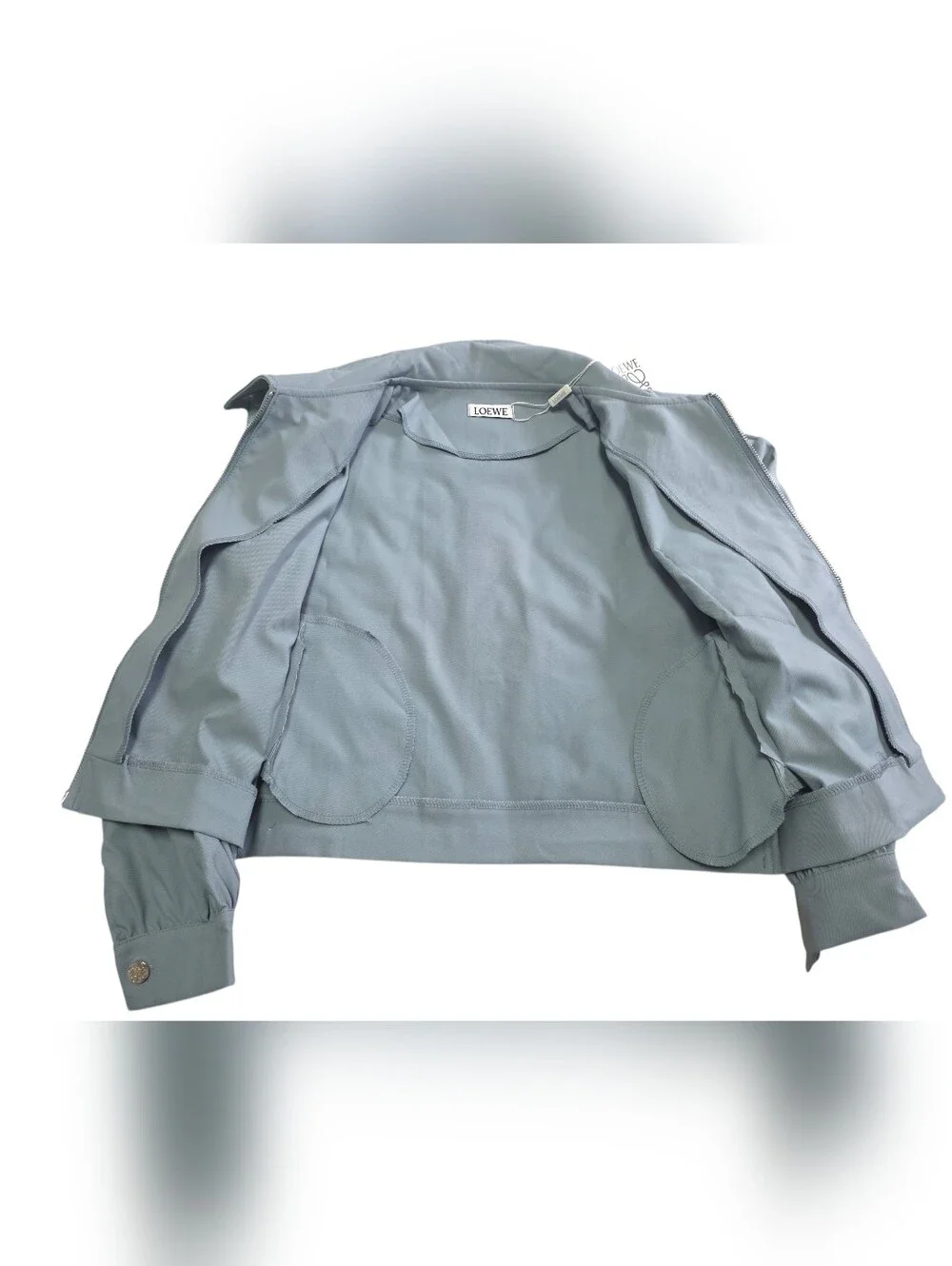 Loewe Powder Blue Cropped Zip Jacket with Embroidered Logo Med - Picture 5 of 6